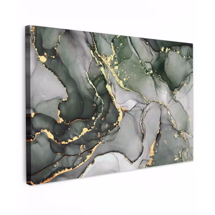 Luxe - Marmer - Groen Tuinposter op houten frame 2 cm dik klein -3d