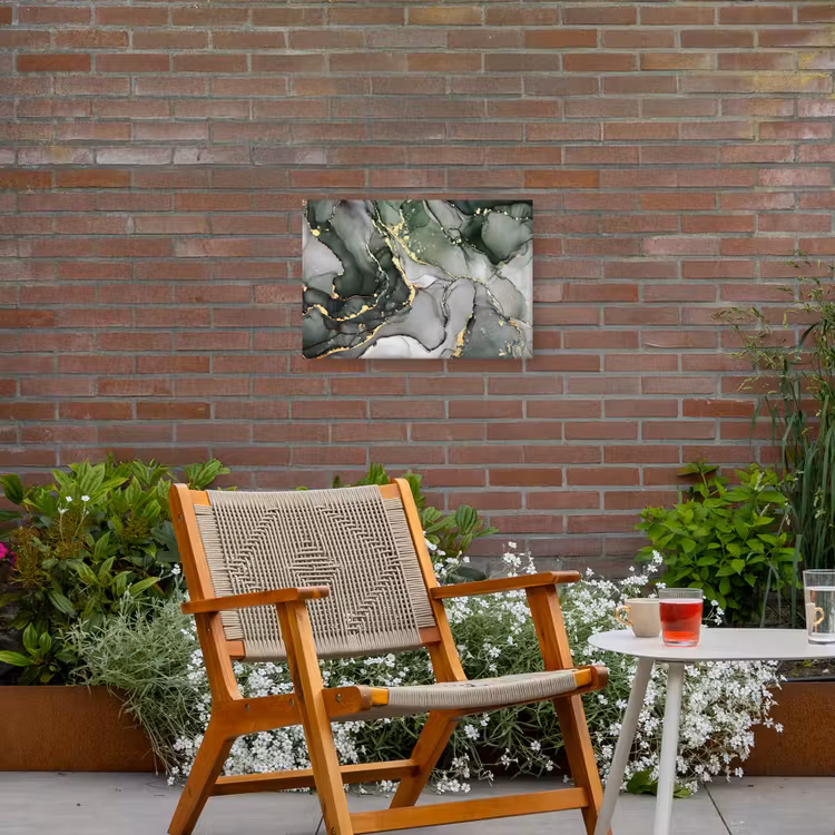 Luxe - Marmer - Groen Tuinposter op houten frame 2 cm dik klein -sfeer3