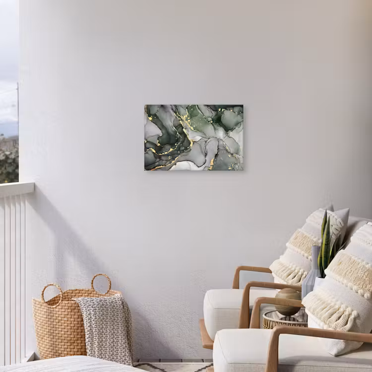 Luxe - Marmer - Groen Tuinposter op houten frame 2 cm dik klein -sfeer1
