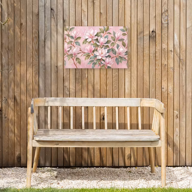 Magnolia's - Patroon - Roze Tuinposter op houten frame 2 cm dik klein -sfeer4