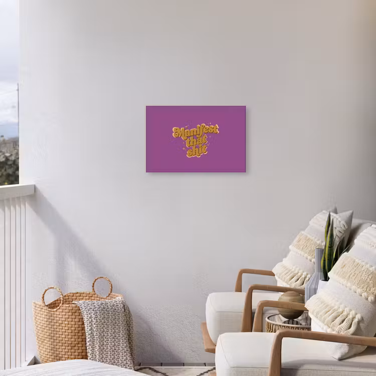 Manifest that shit - Paars - Glitter Tuinposter op houten frame 2 cm dik klein -sfeer1
