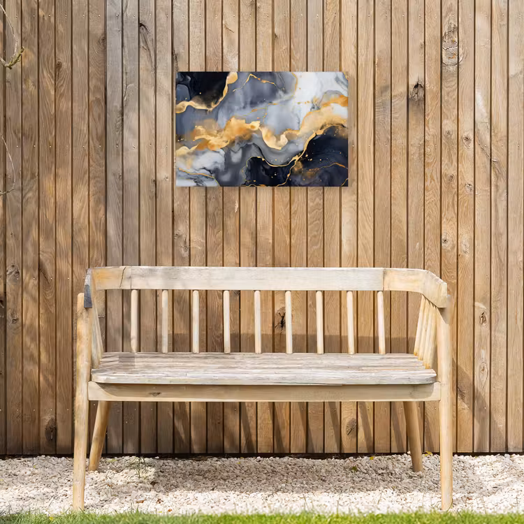 Marmer - Goud - Abstract - Luxe - Zwart en Wit Tuinposter op houten frame 2 cm dik klein -sfeer4