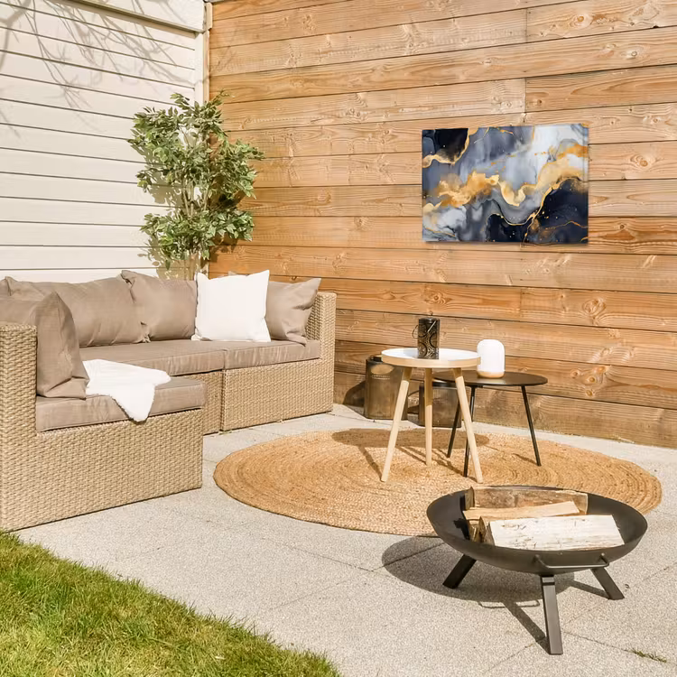 Marmer - Goud - Abstract - Luxe - Zwart en Wit Tuinposter op houten frame 2 cm dik klein -sfeer2