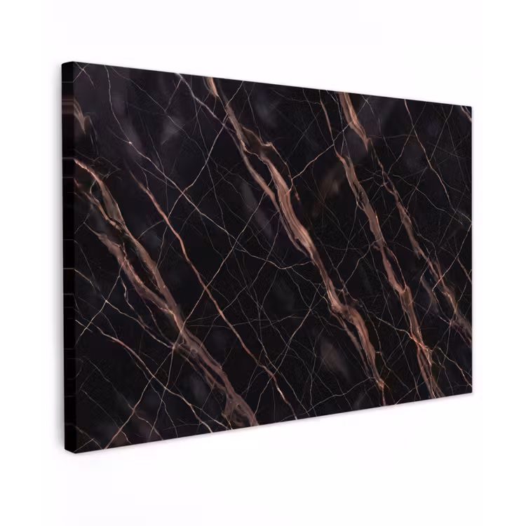 Marmer - Goud - Patroon - Luxe - Zwart Tuinposter op houten frame 2 cm dik klein -3d