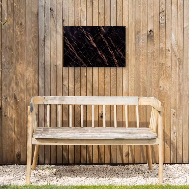 Marmer - Goud - Patroon - Luxe - Zwart Tuinposter op houten frame 2 cm dik klein -sfeer4