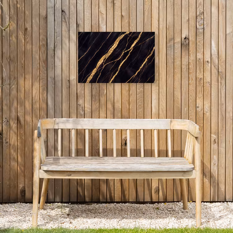 Marmer - Goud - Textuur - Abstract - Zwart Tuinposter op houten frame 2 cm dik klein -sfeer4