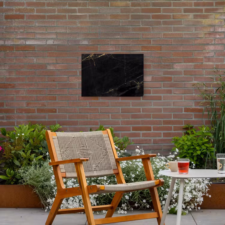 Marmer - Zwart - Goud - Chic - Marmerlook - Design Tuinposter op houten frame 2 cm dik klein -sfeer3