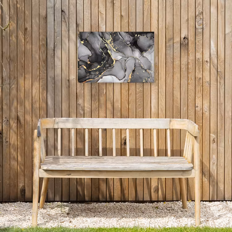 Marmer - Zwart - Goud - Grijs Tuinposter op houten frame 2 cm dik klein -sfeer4