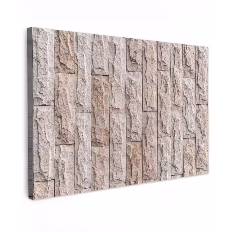 Muur - Steen - Ruw - Beige - Textuur Tuinposter op houten frame 2 cm dik klein -3d