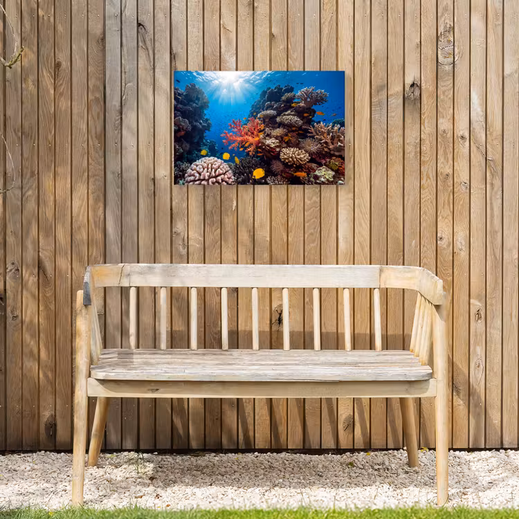 Zee - Koraalrif - Natuur - Levendig - Blauw Tuinposter op houten frame 2 cm dik klein -sfeer4