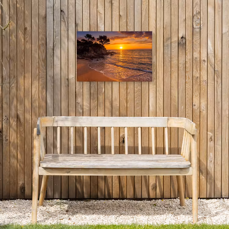 Zee - Kust - Zonsondergang - Natuur - Oranje Tuinposter op houten frame 2 cm dik klein -sfeer4