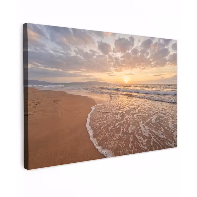 Zee - Kustlijn - Wolken - Landschap - Oranje Tuinposter op houten frame 2 cm dik klein -3d