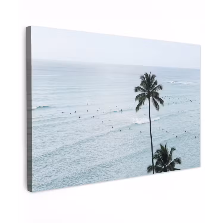 Oceaan - Palmbomen - Surfers Tuinposter op houten frame 2 cm dik klein -3d