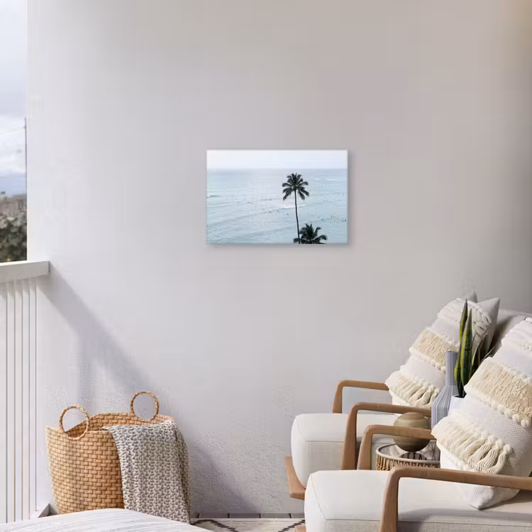 Oceaan - Palmbomen - Surfers Tuinposter op houten frame 2 cm dik klein -sfeer1