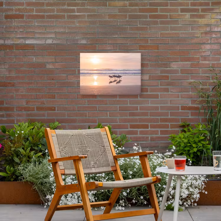 Zee - Vogels - Strand Tuinposter op houten frame 2 cm dik klein -sfeer3