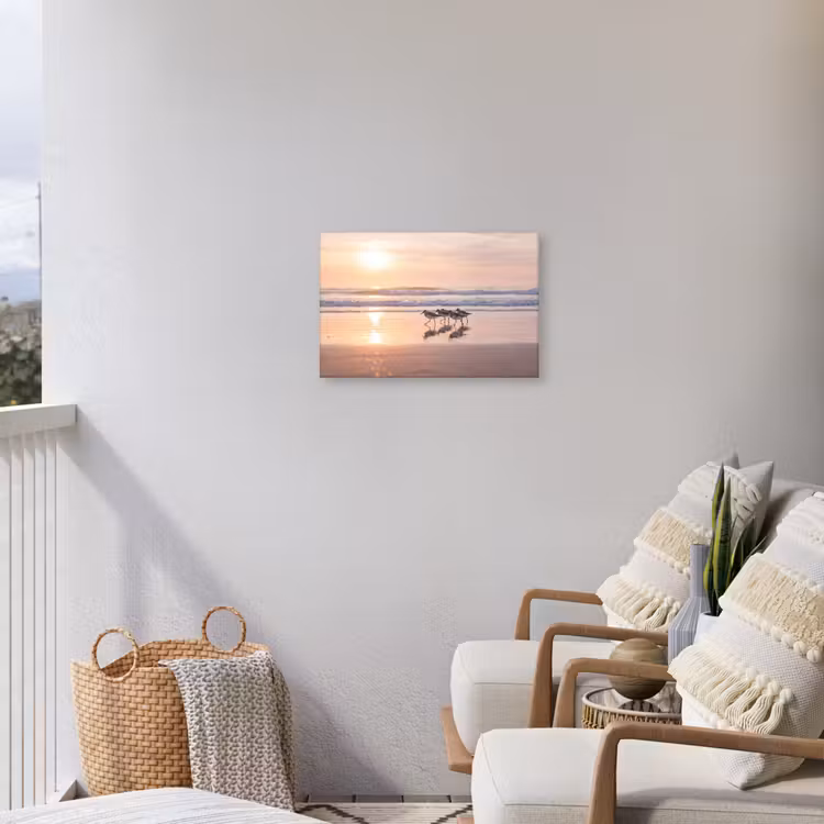 Zee - Vogels - Strand Tuinposter op houten frame 2 cm dik klein -sfeer1