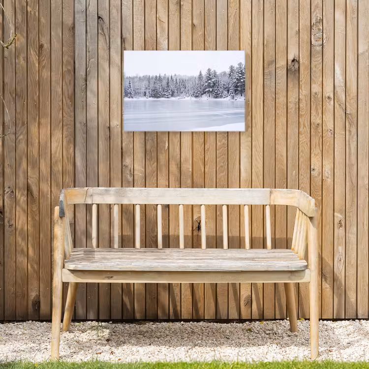 Meer - Dennen - IJs - Winter - Rustgevend Tuinposter op houten frame 2 cm dik klein -sfeer4