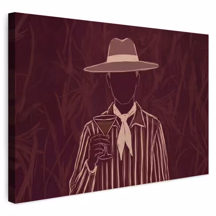 Mens - Hoed - Cocktail - Abstract - Bruin Tuinposter op houten frame 2 cm dik klein -3d