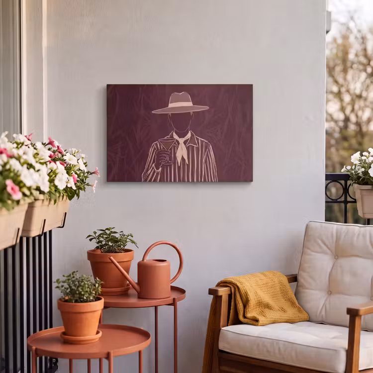 Mens - Hoed - Cocktail - Abstract - Bruin Tuinposter op houten frame 2 cm dik klein -sfeer1