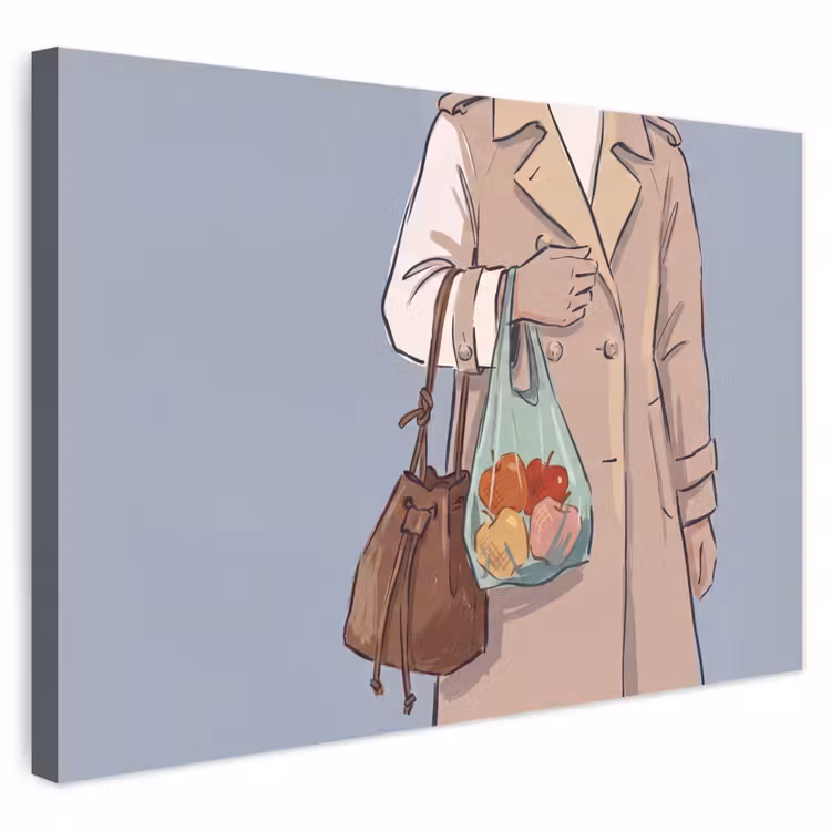 Mensen - Boodschappen - Stadsleven - Modern - Kleurrijk Tuinposter op houten frame 2 cm dik klein -3d