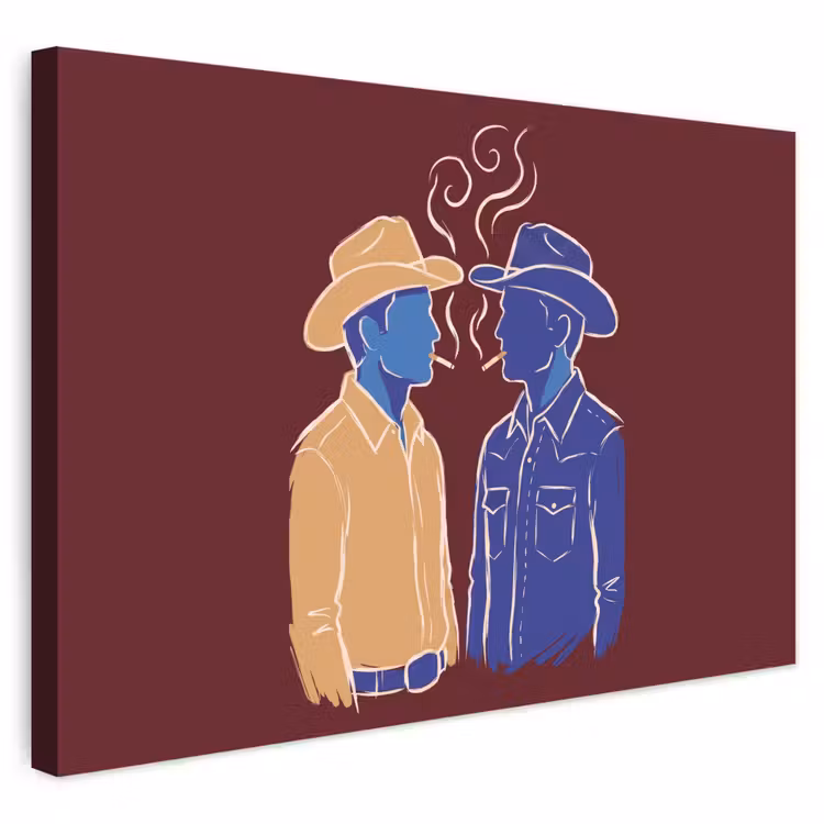 Mensen - Profiel - Sigaret - Abstract - Kunst Tuinposter op houten frame 2 cm dik klein -3d