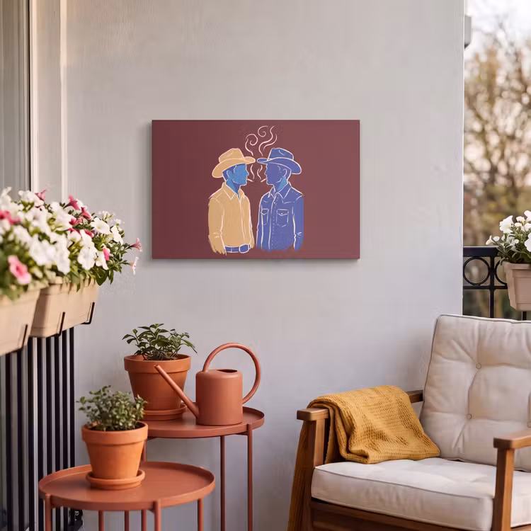 Mensen - Profiel - Sigaret - Abstract - Kunst Tuinposter op houten frame 2 cm dik klein -sfeer1