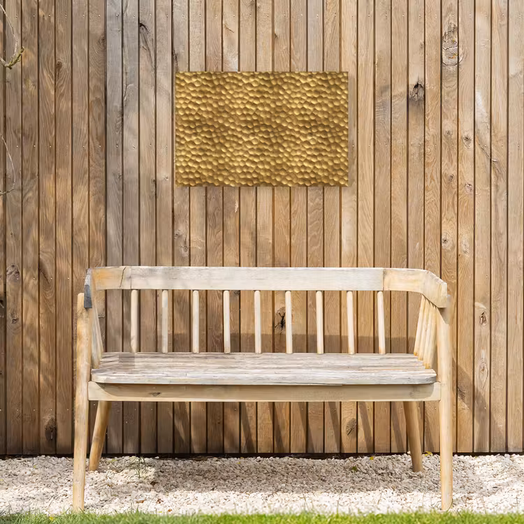 Metaal - Dynamisch - Goud Tuinposter op houten frame 2 cm dik klein 845 -sfeer4