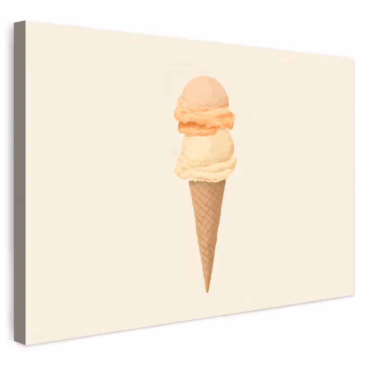 Minimalistisch - Schepijs - Hoorntje - Beige Tuinposter op houten frame 2 cm dik klein -3d