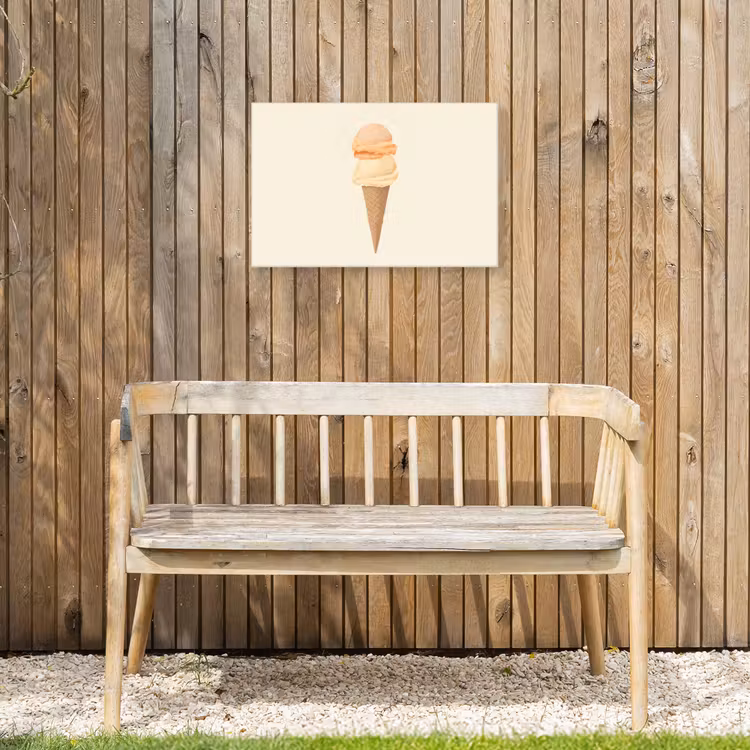Minimalistisch - Schepijs - Hoorntje - Beige Tuinposter op houten frame 2 cm dik klein -sfeer4