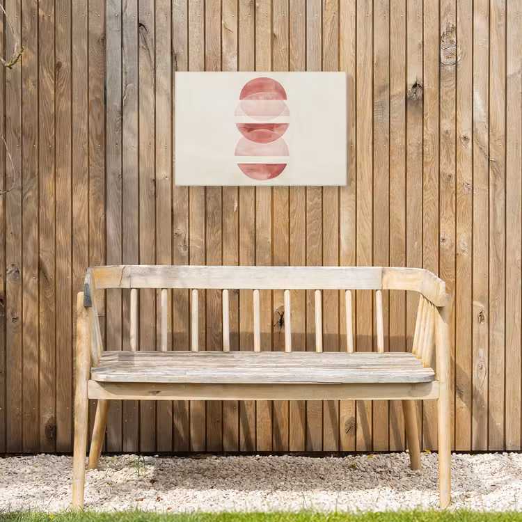 Minimalistisch - Cirkels - Roze Tuinposter op houten frame 2 cm dik klein -sfeer4