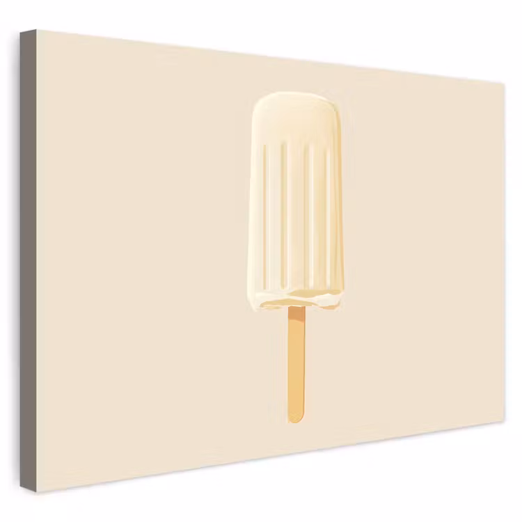 Minimalistisch - Waterijsje - Stokje - Beige Tuinposter op houten frame 2 cm dik klein -3d