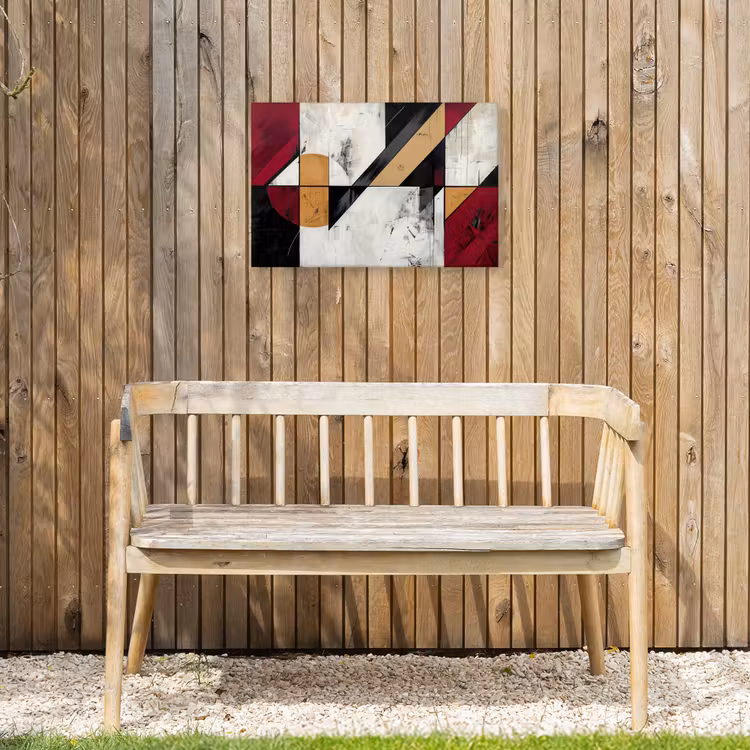 Modern - Abstract - Geometrisch - Rood - Industrieel Tuinposter op houten frame 2 cm dik klein -sfeer4