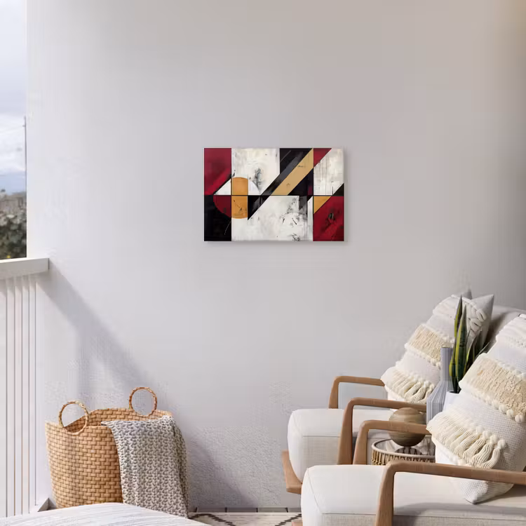 Modern - Abstract - Geometrisch - Rood - Industrieel Tuinposter op houten frame 2 cm dik klein -sfeer1