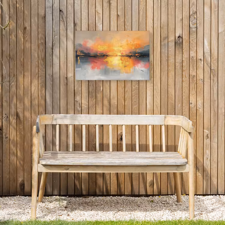 Modern - Abstract - Goud - Roze Tuinposter op houten frame 2 cm dik klein -sfeer4