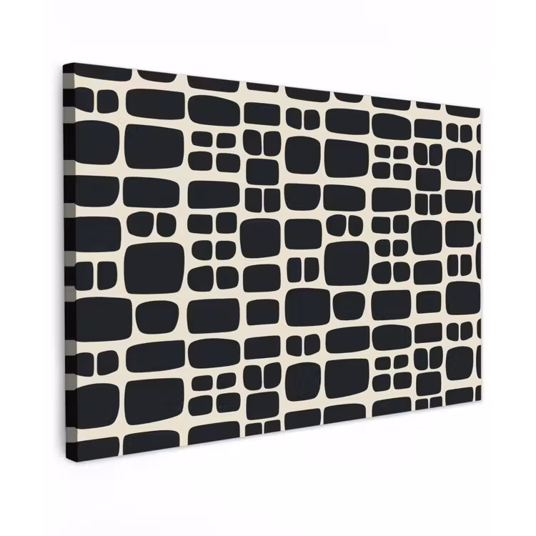 Modern - Organisch - Zwart Tuinposter op houten frame 2 cm dik klein 845 -3d