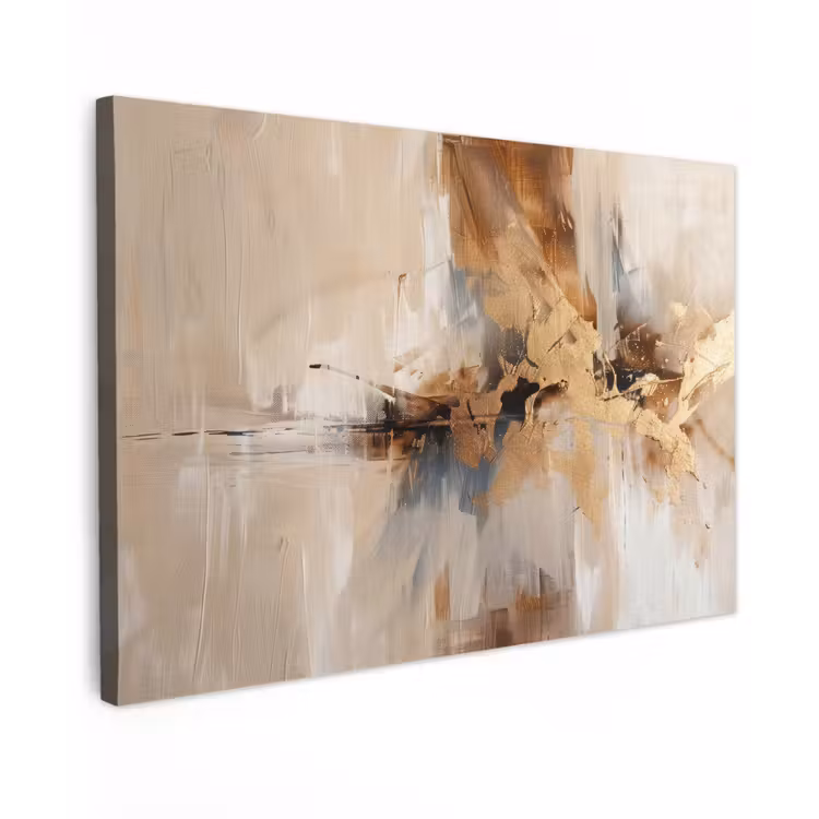 Modern - Bruin - Abstract - Beige Tuinposter op houten frame 2 cm dik klein -3d