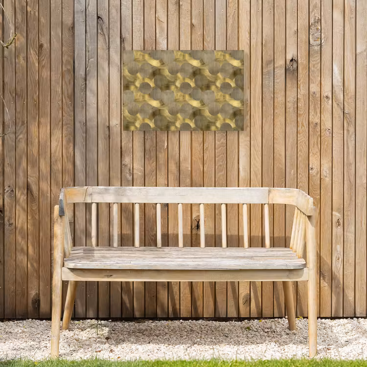 Modern - Geometrisch - Goud Tuinposter op houten frame 2 cm dik klein 845 -sfeer4