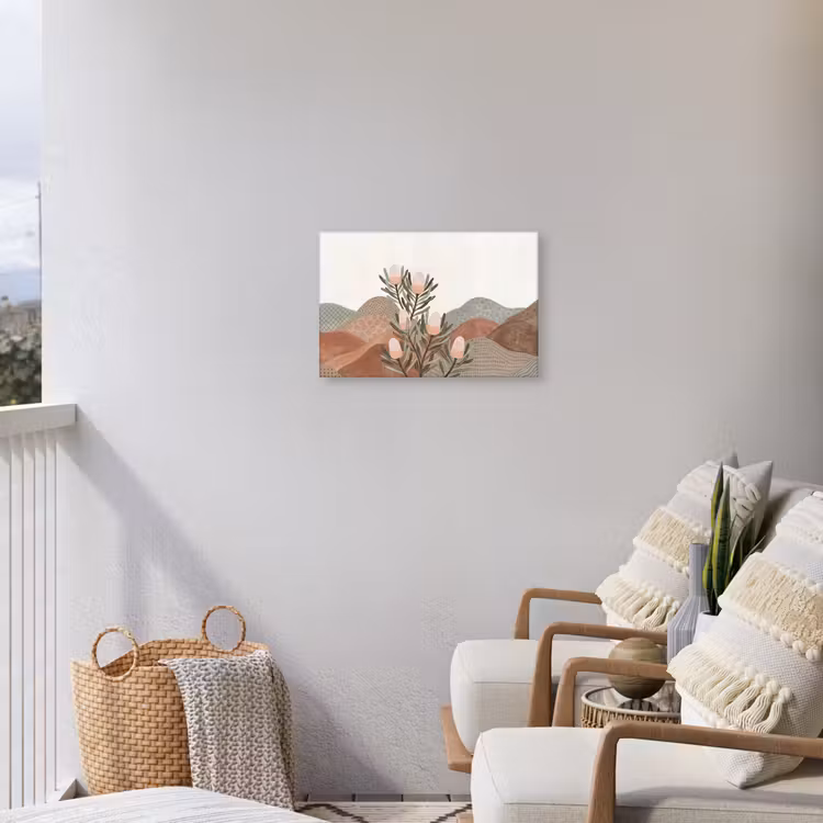 Modern - Heuvels - Terracotta Tuinposter op houten frame 2 cm dik klein -sfeer1