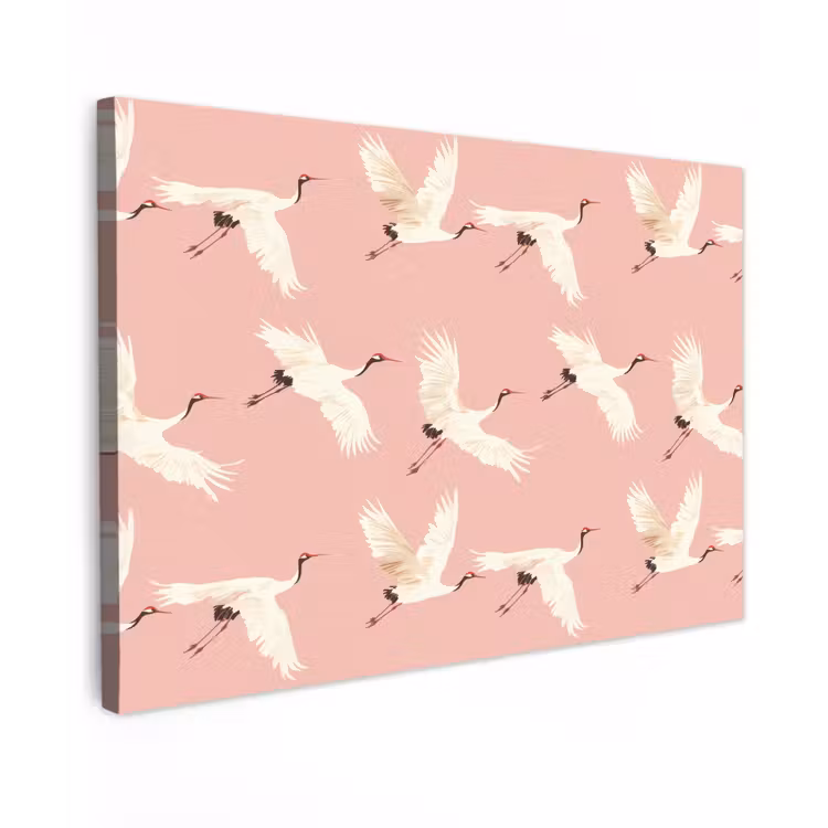 Modern - Kraanvogels - Roze Tuinposter op houten frame 2 cm dik klein 845 -3d