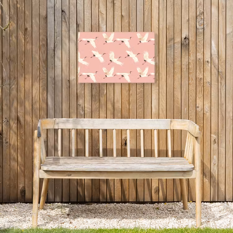 Modern - Kraanvogels - Roze Tuinposter op houten frame 2 cm dik klein 845 -sfeer4