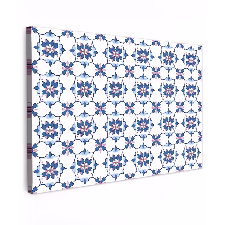 Modern - Patroon - Blauw - Roze Tuinposter op houten frame 2 cm dik klein 845 -3d
