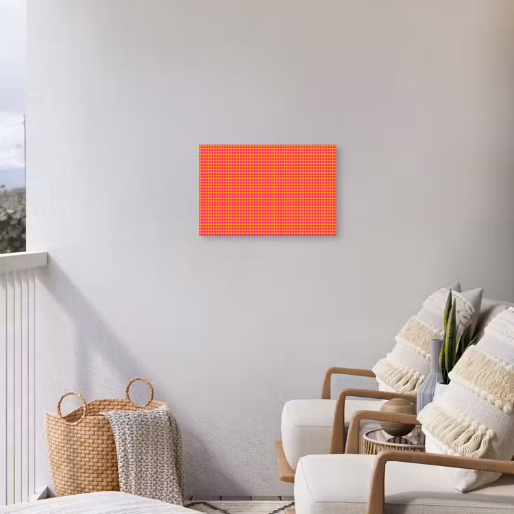 Modern - Stippen - Oranje Tuinposter op houten frame 2 cm dik klein 845 -sfeer1
