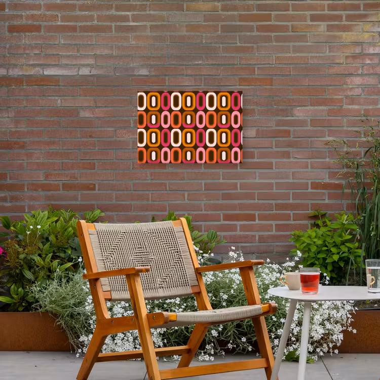 Modern - Retro - Kleurrijk Tuinposter op houten frame 2 cm dik klein 845 -sfeer3