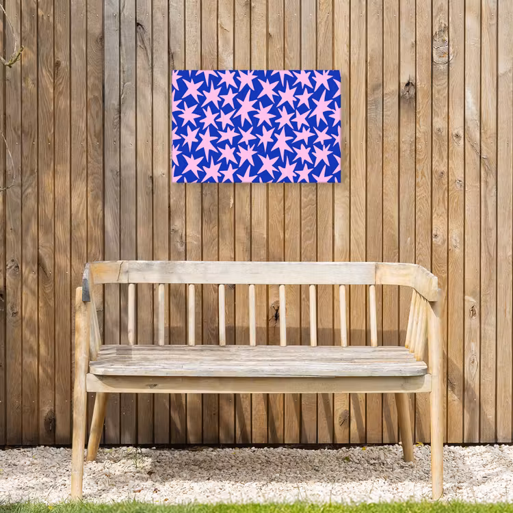 Modern - Sterren - Blauw Tuinposter op houten frame 2 cm dik klein 845 -sfeer4