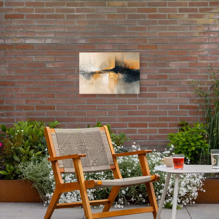 Moderne kunst - Abstract - Zwart Tuinposter op houten frame 2 cm dik klein -sfeer3