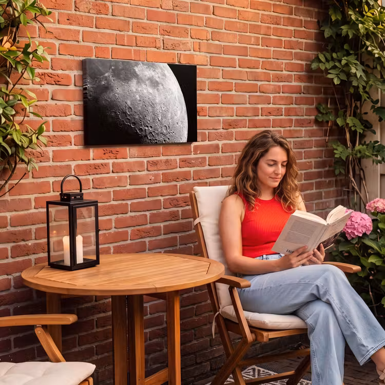 Outdoor Leinwand - Mond – Krater – Weltraum - Maan - Kraters - Ruimte Tuinposter op houten frame 2 cm dik klein