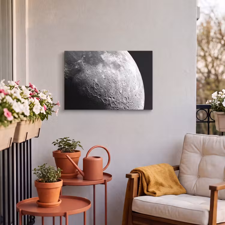 Outdoor Leinwand - Mond – Krater – Weltraum - Maan - Kraters - Ruimte Tuinposter op houten frame 2 cm dik klein