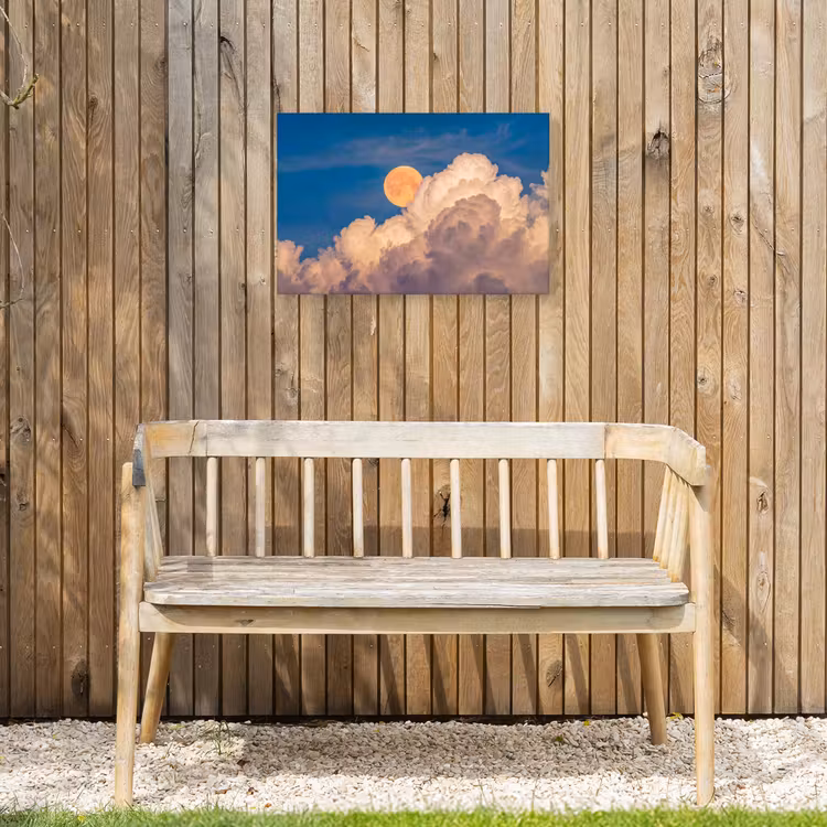 Maan - Wolken - Natuur - Oranje Tuinposter op houten frame 2 cm dik klein -sfeer4