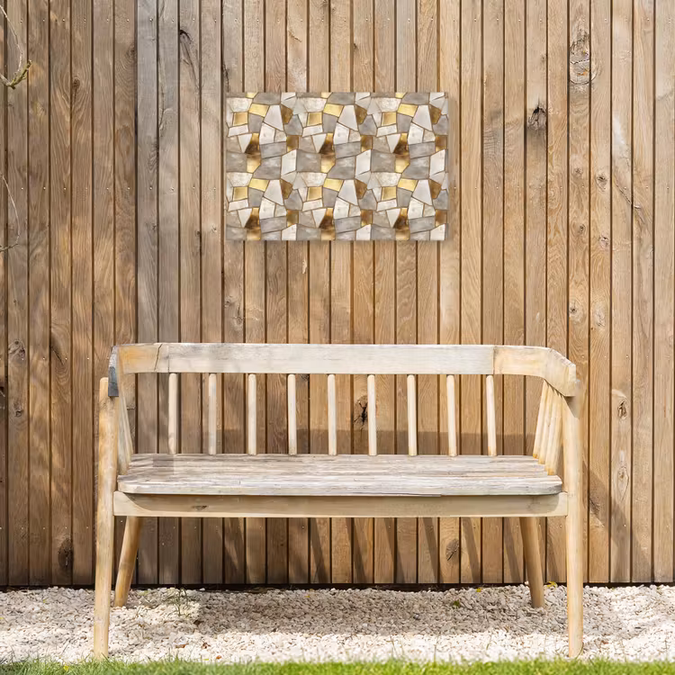Mozaïek - Marmer - Goud Tuinposter op houten frame 2 cm dik klein 845 -sfeer4