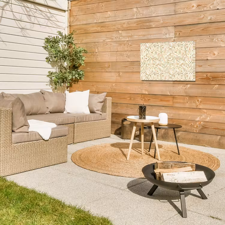 Mozaïek - Patroon - Beige Tuinposter op houten frame 2 cm dik klein 845 -sfeer2